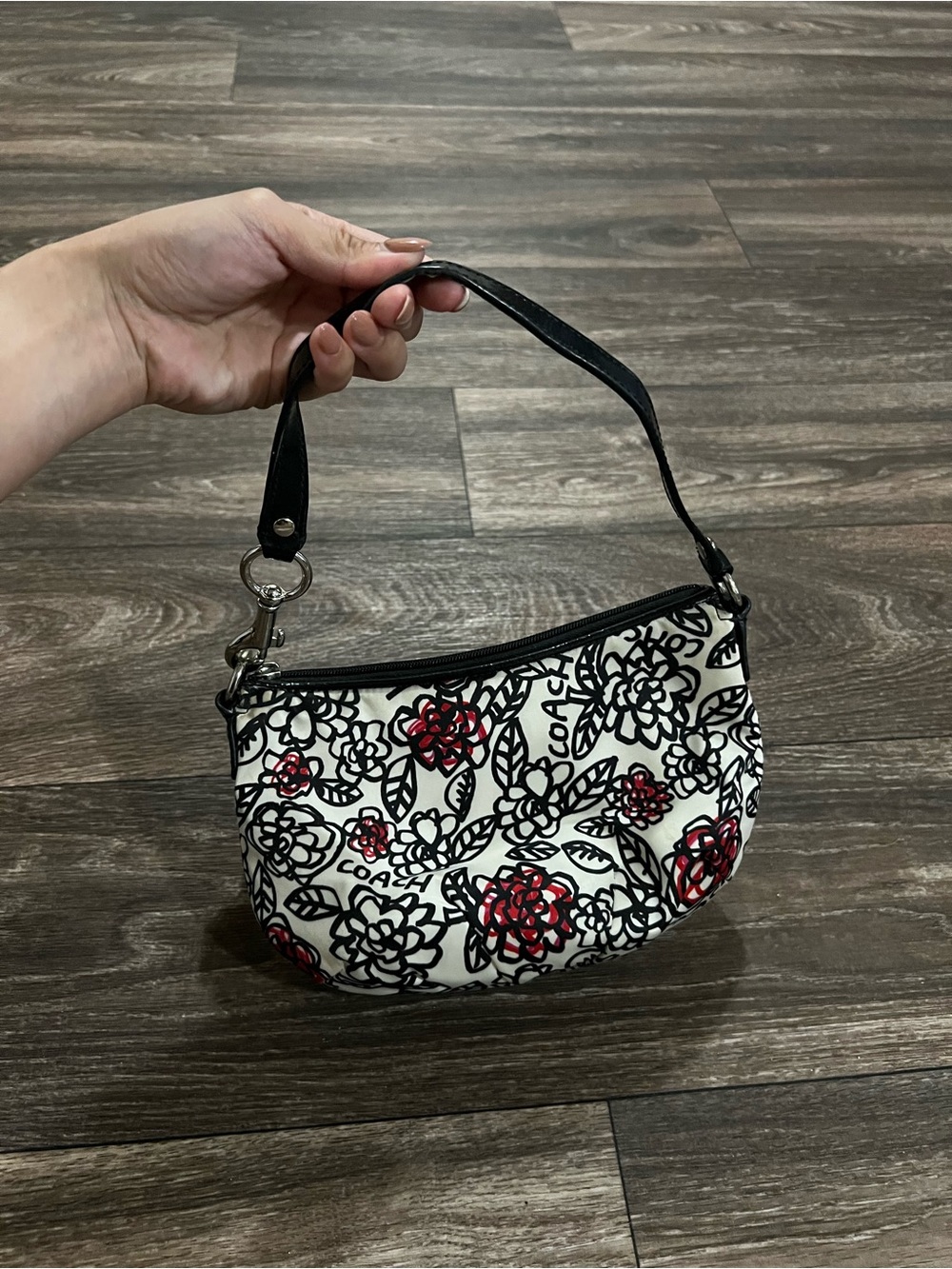 Coach Poppy Floral Graffiti Print Satin Shoulder Bag